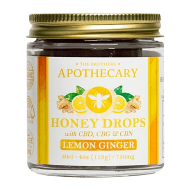 The Brothers Apothecary, Lemon Ginger Honey Drops CBD Gummies, Full Spectrum, 30ct, 150mg CBG + 150mg CBN + 450mg CBD