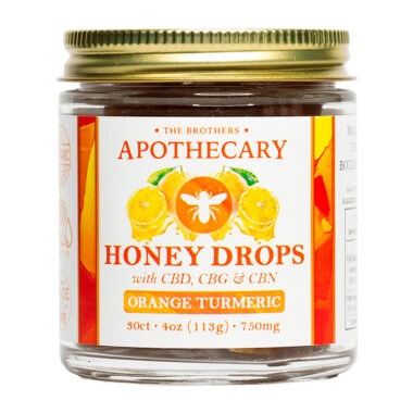 The Brothers Apothecary, Orange Turmeric Honey Drops CBD Gummies, Full Spectrum, 30ct, 150mg CBG + 150mg CBN + 450mg CBD