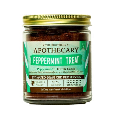 The Brothers Apothecary, Peppermint Treat CBD Hot Chocolate, Isolate THC-Free, 6oz, 1200mg CBD