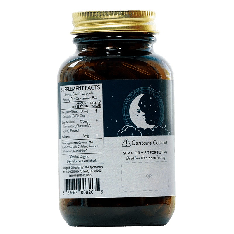 The Brothers Apothecary, Sleep Aid Valerian + Melatonin CBD Capsules, Full Spectrum, 84ct, 672mg CBD