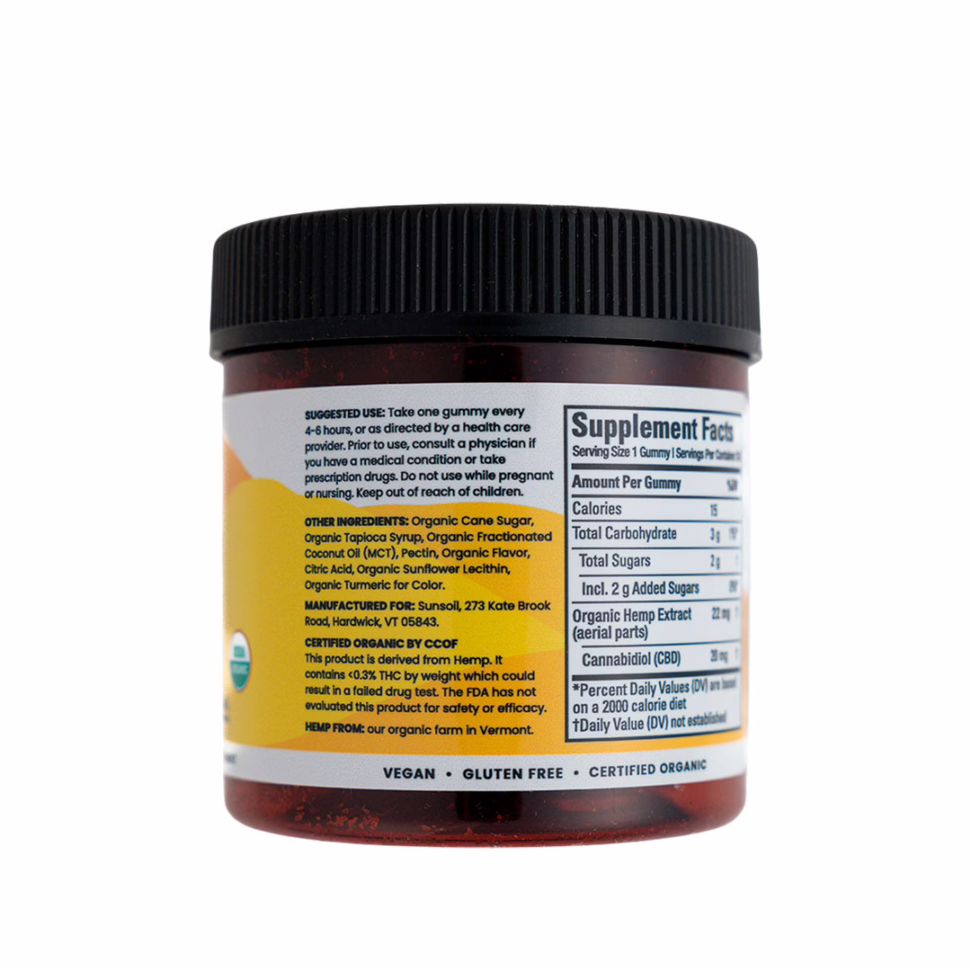 Sunsoil, CBD Gummies, Lemonade, Full Spectrum, 30ct, 600mg CBD
