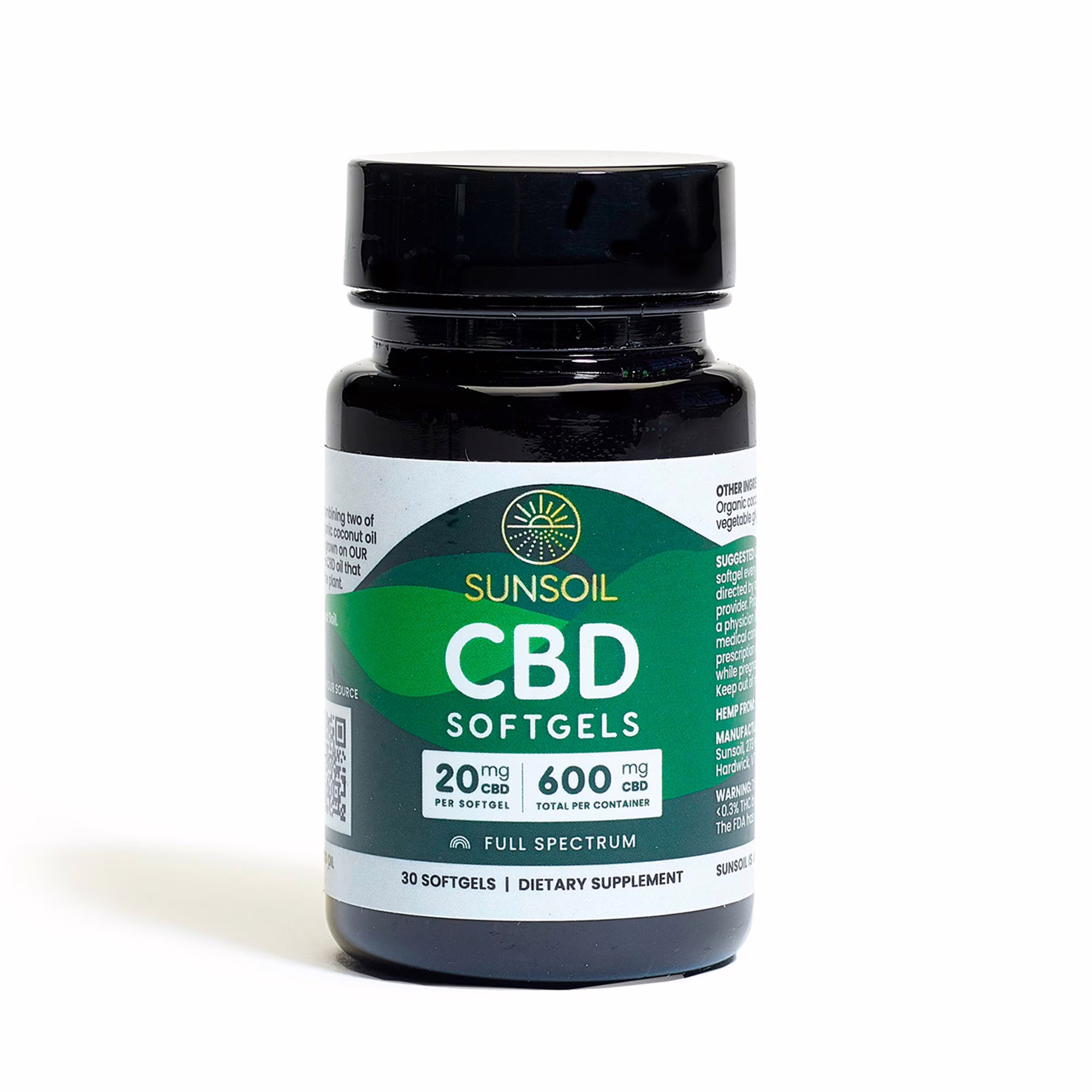Sunsoil, CBD Softgels, Full Spectrum, 30ct, 600mg CBD Sunsoil, CBD Softgels, Full Spectrum, 30ct, 600mg CBD