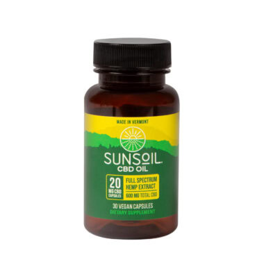 Sunsoil, Vegan CBD Capsules, Full Spectrum, 30ct, 600mg CBD