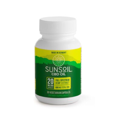 Sunsoil, Vegan CBD Capsules, Full Spectrum, 30ct, 600mg CBD