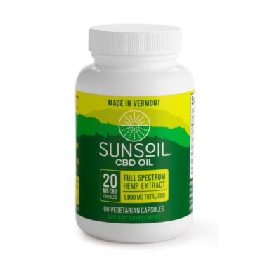 Sunsoil, Vegan CBD Capsules, Full Spectrum, 90ct, 1800mg CBD