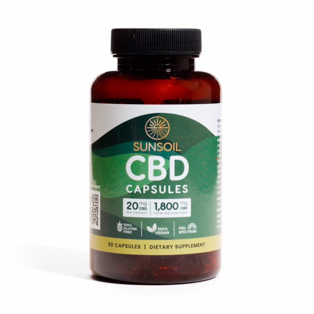 Sunsoil, Vegan CBD Capsules, Full Spectrum, 90ct, 1800mg CBD