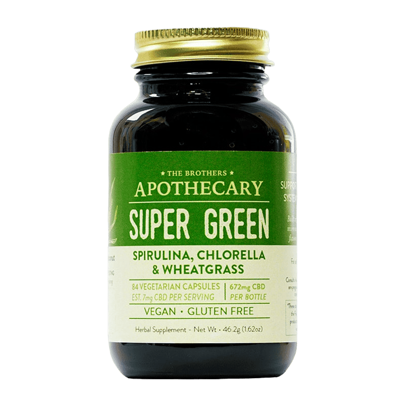 The Brothers Apothecary, Super Greens Spirulina + CBD Capsules, Full Spectrum, 84ct, 672mg CBD