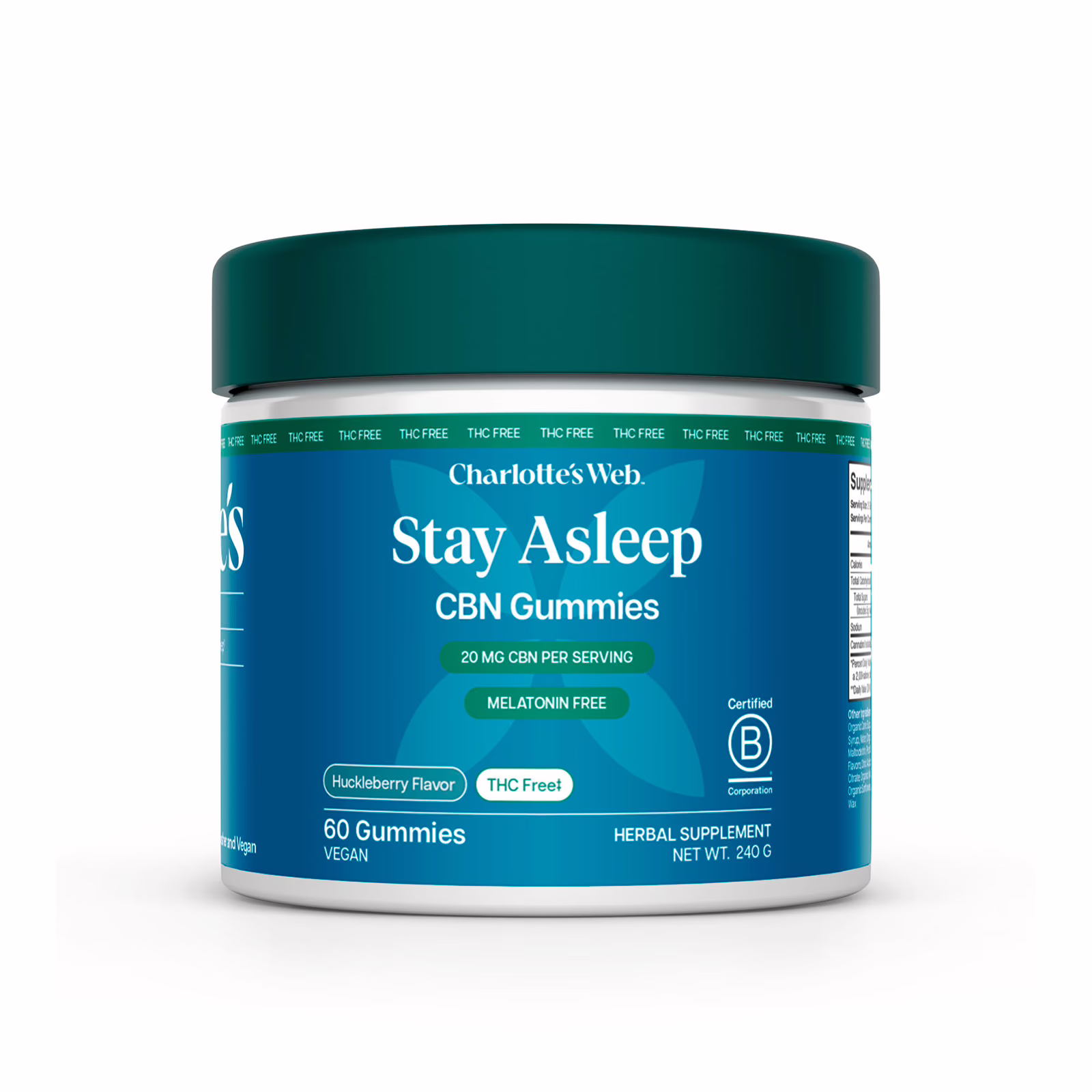 Charlotte’s Web, 20mg Stay Asleep CBN Gummies, Huckleberry, Isolate THC-Free, 60ct, 600mg CBN
