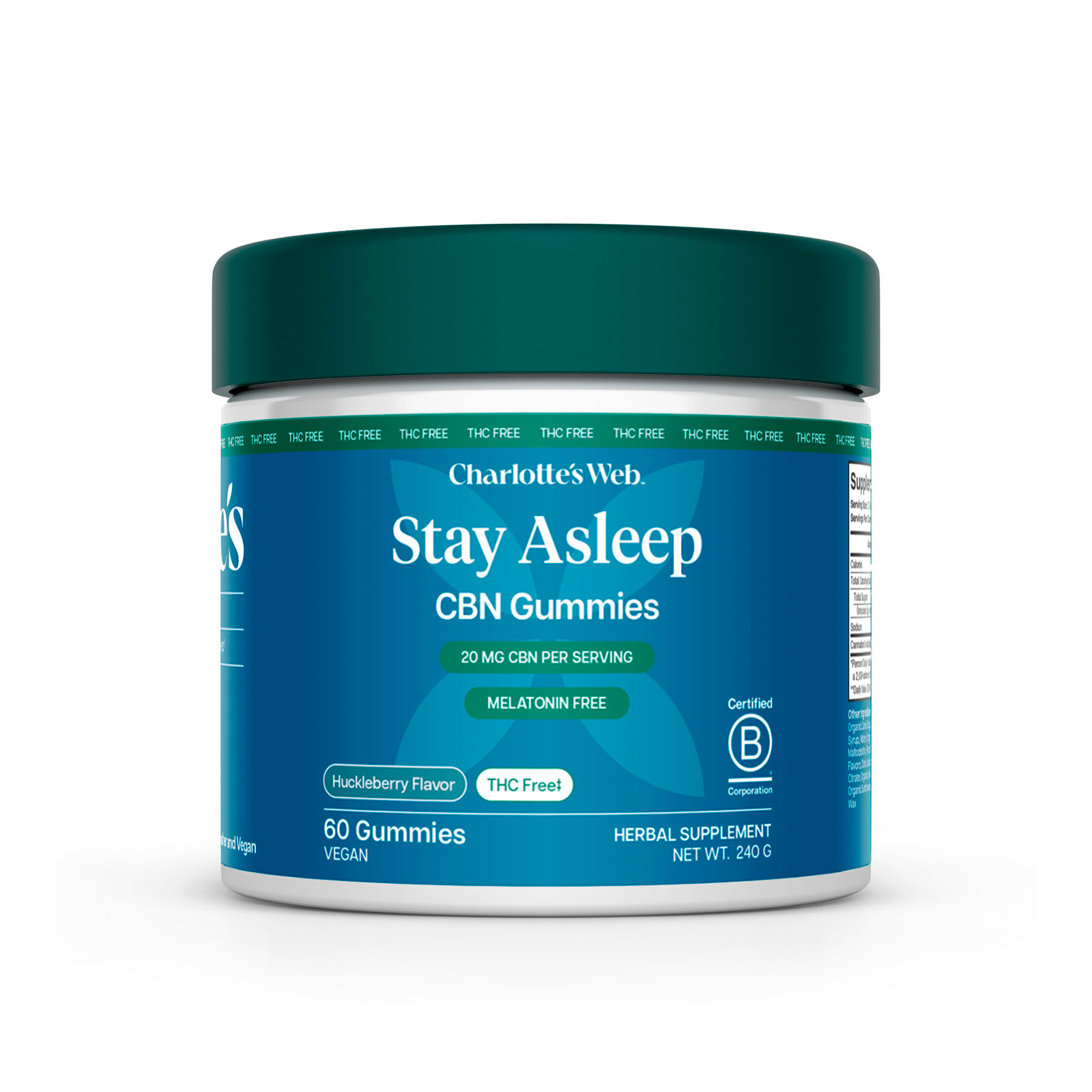 Charlotte’s Web, 20mg Stay Asleep CBN Gummies, Huckleberry, Isolate THC-Free, 60ct, 600mg CBN