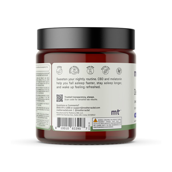 Medterra, Deep Sleep 25mg CBD + 2mg THC Gummies, Mixed Berry, Full Spectrum, 20ct, 40mg THC + 500mg CBD