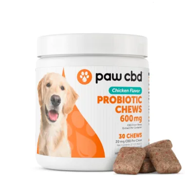 Paw CBD, Pet CBD Probiotic Soft Chews for Dogs, Chicken, Broad Spectrum THC-Free, 30ct, 600mg CBD