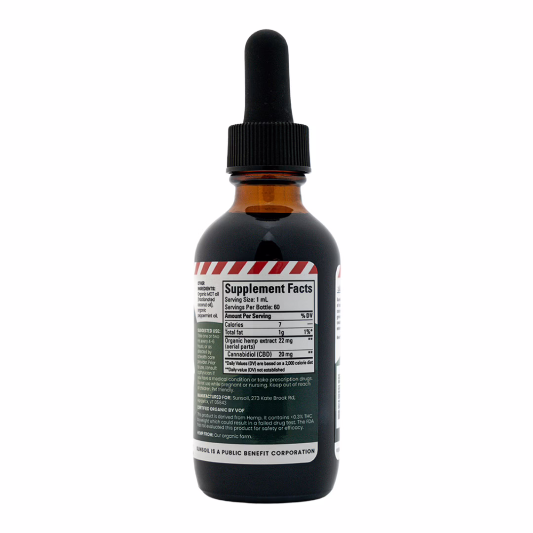 Sunsoil, CBD Oil, Peppermint, Full Spectrum, 2fl oz, 1200mg CBD
