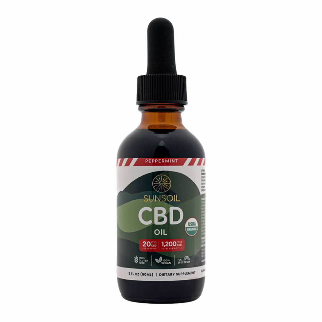 Sunsoil, CBD Oil, Peppermint, Full Spectrum, 2fl oz, 1200mg CBD