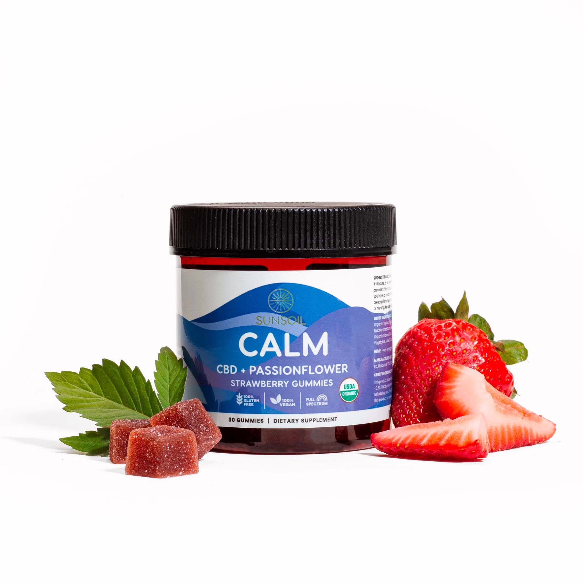 Sunsoil, Calm CBD Gummies, Strawberry, Full Spectrum, 30ct, 300mg CBD