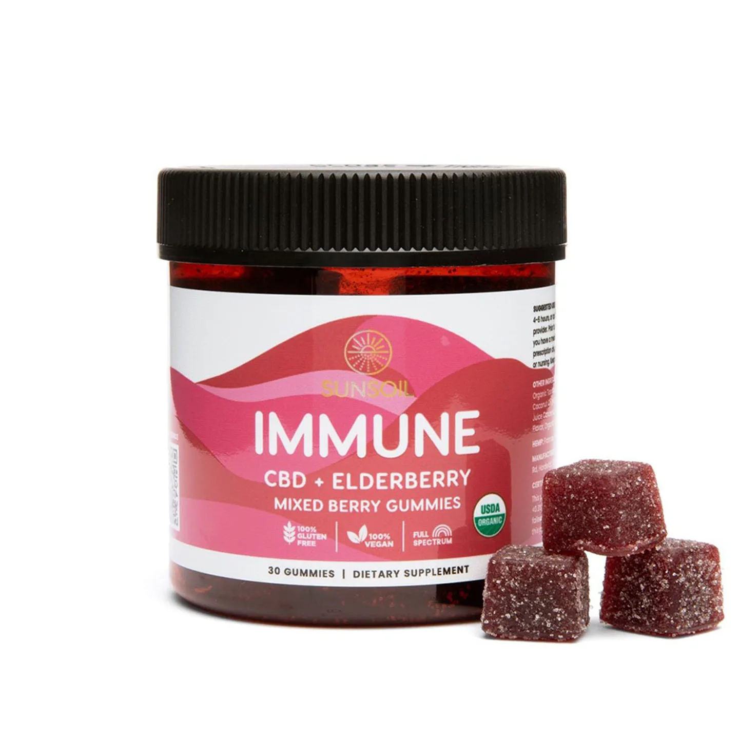 Sunsoil, Immune CBD Gummies, Mixed Berry, Full Spectrum, 30ct, 300mg CBD