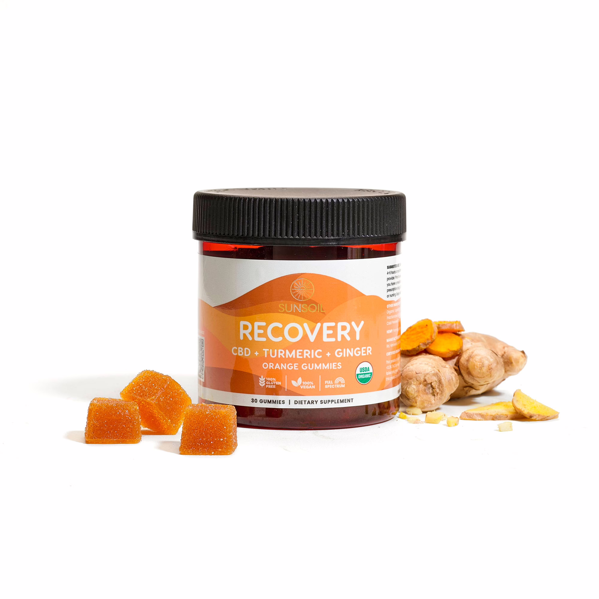 Sunsoil, Recovery CBD Gummies, Full Spectrum, Orange, 30ct, 300mg CBD