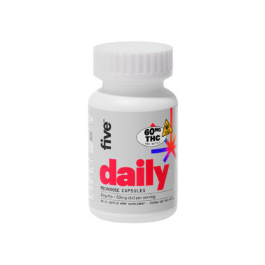 five, CBD+THC Liquid Capsules, Full Spectrum, 60ct, 60mg THC + 1500mg CBD