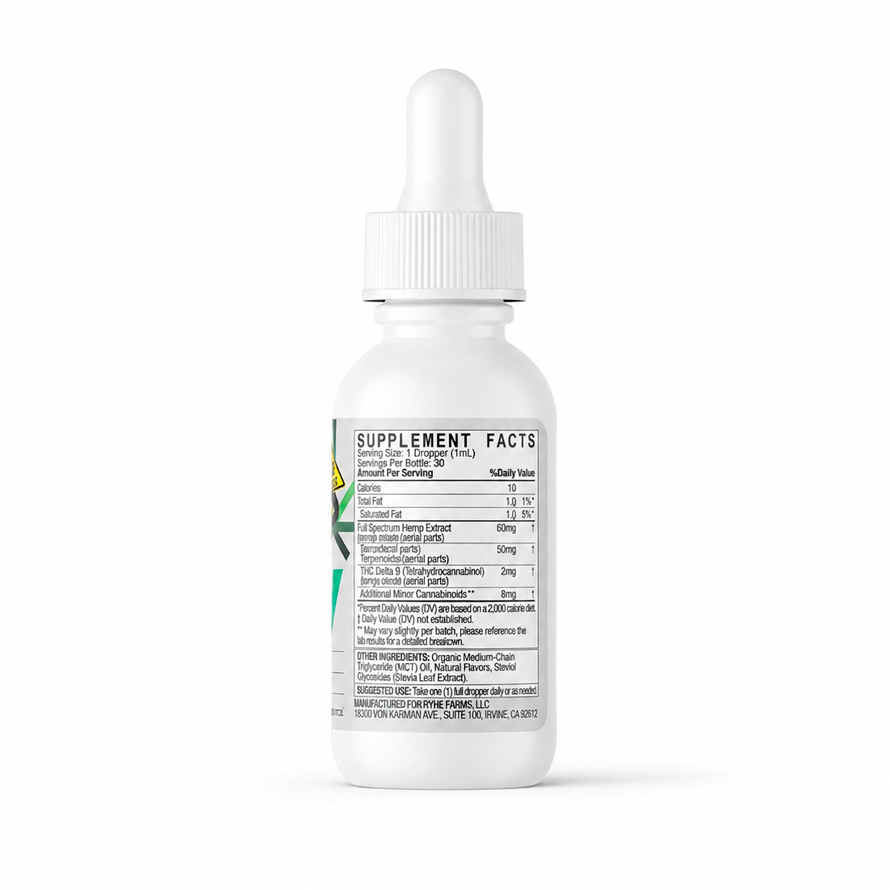 five, CBD+THC Tincture Oil, Mint Chocolate, Full Spectrum, 1fl oz, 60mg THC + 1500mg CBD