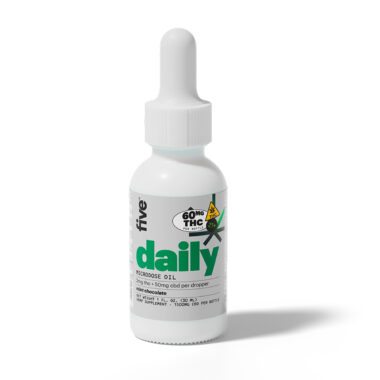 five, CBD+THC Tincture Oil, Mint Chocolate, Full Spectrum, 1fl oz, 60mg THC + 1500mg CBD
