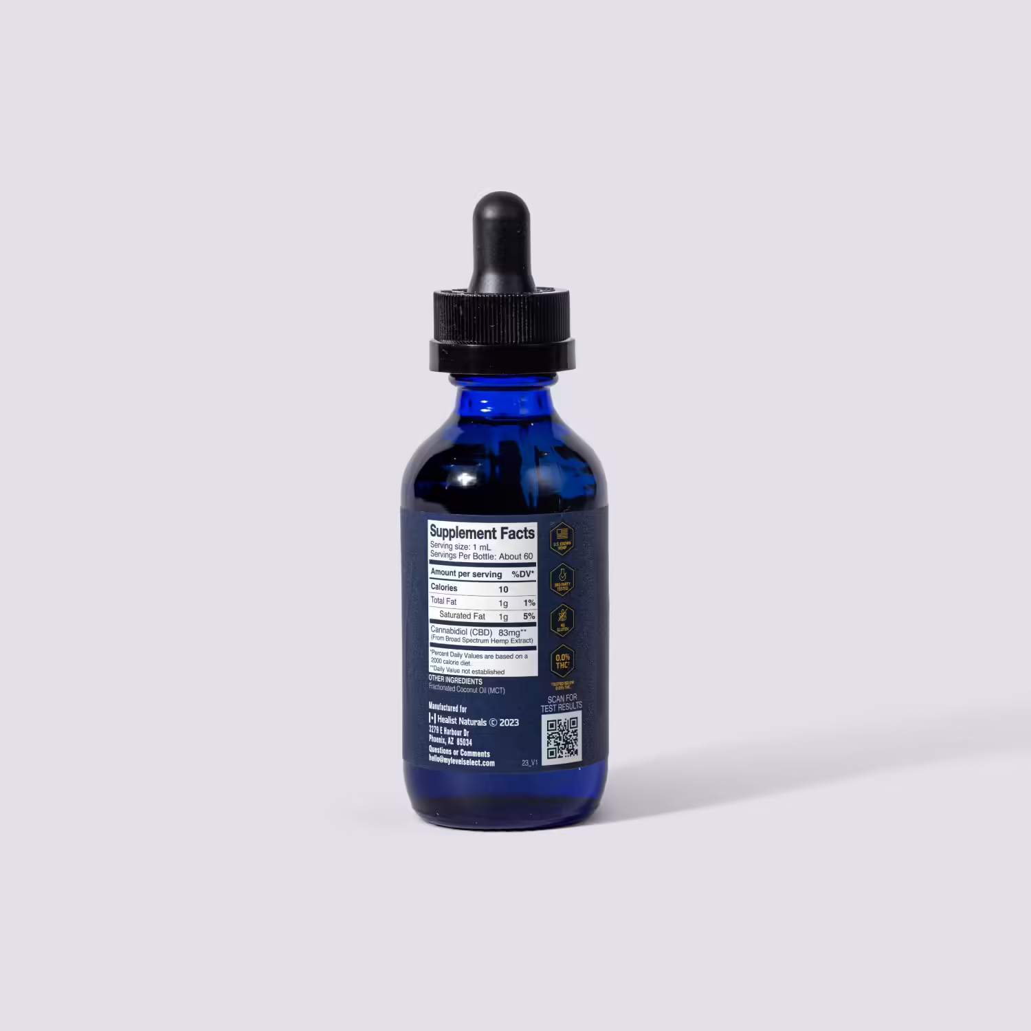 Level Select CBD, LVL 3 Daily CBD Drops, Unflavored, Broad Spectrum THC-Free, 2fl oz, 5000mg CBD