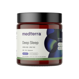 Medterra, Deep Sleep 25mg CBD + 2mg THC Gummies, Mixed Berry, Full Spectrum, 20ct, 40mg THC + 500mg CBD