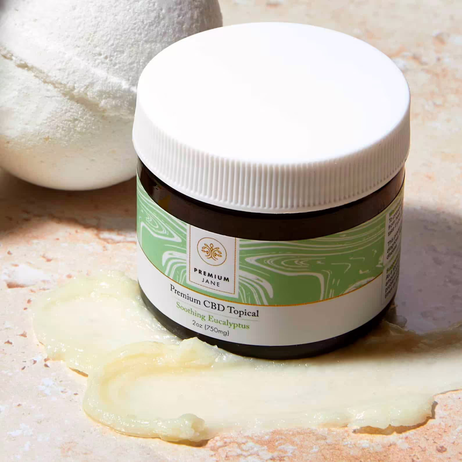 Premium Jane, CBD Cream, Soothing Eucalyptus, Isolate THC-Free, 2oz, 225mg CBG + 750mg CBD