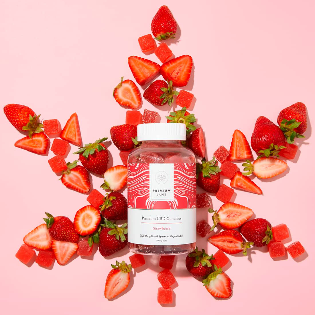 Premium Jane, CBD Gummies, Strawberry, Broad Spectrum THC-Free, 60ct, 1500mg CBD