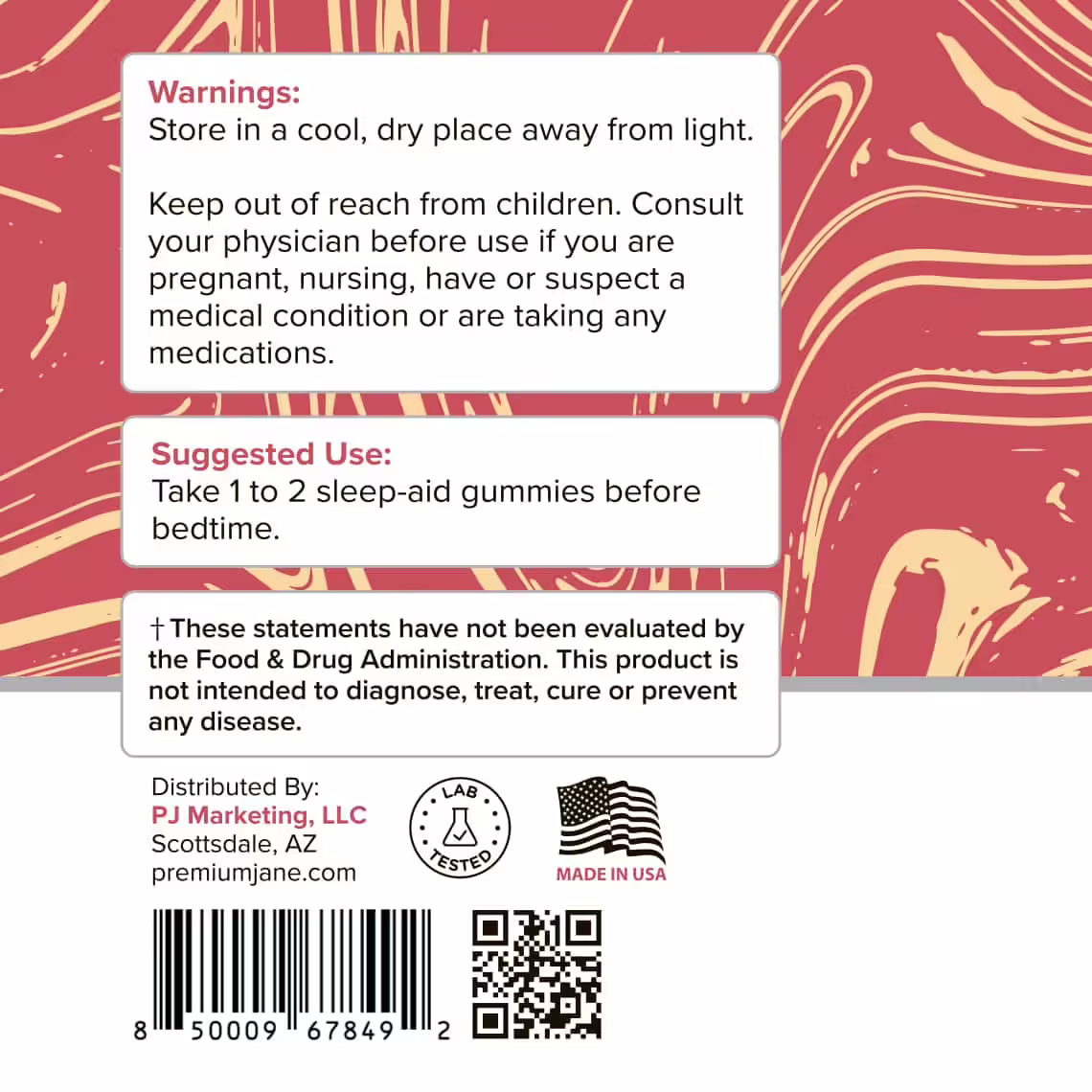 Premium Jane, Sleep-Aid CBD Gummies, Mango-Berry, Broad Spectrum THC-Free, 60ct, 1500mg CBD