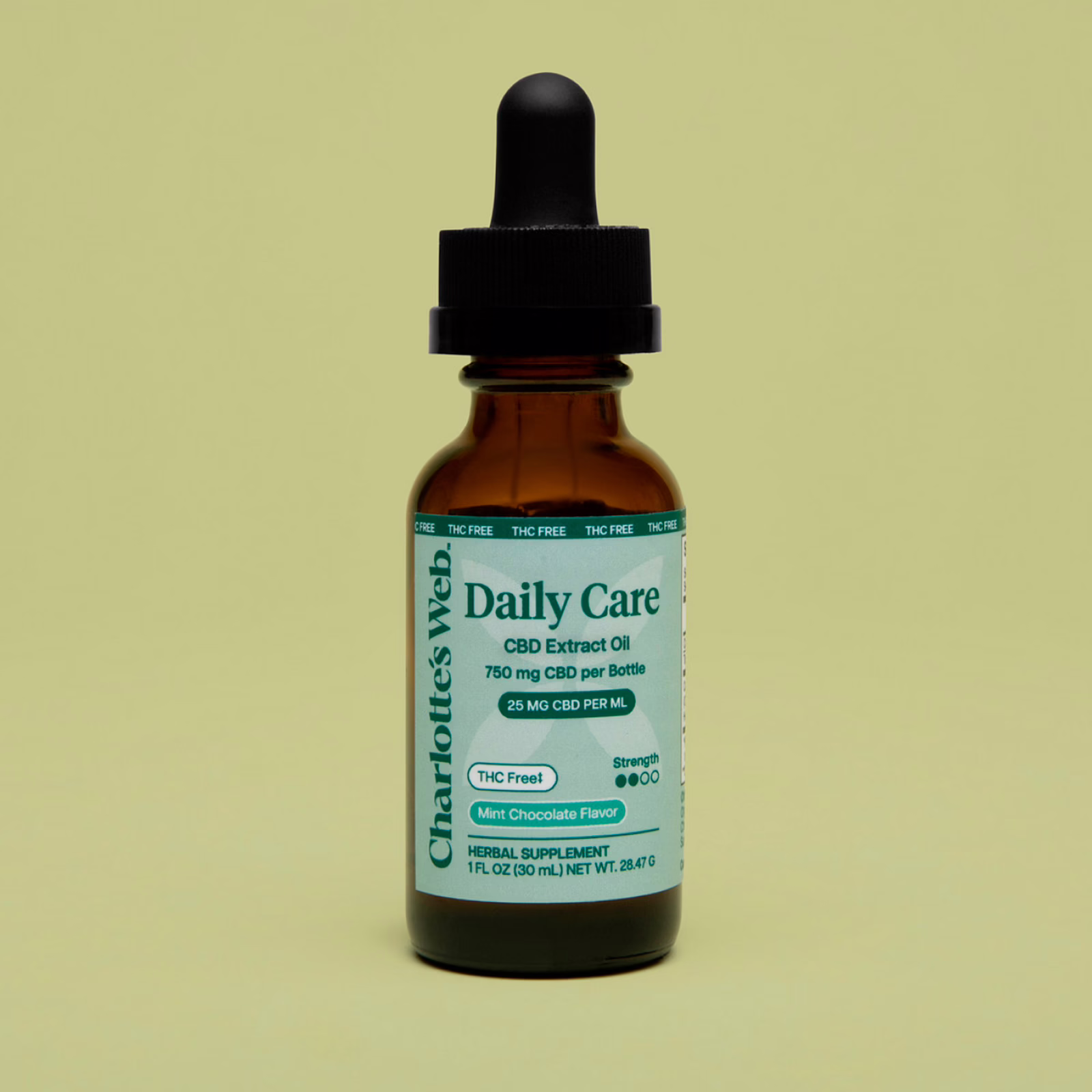 Charlotte’s Web, CBD Oil 25mg, Mint Chocolate, Broad Spectrum THC-Free, 1fl oz, 750mg CBD