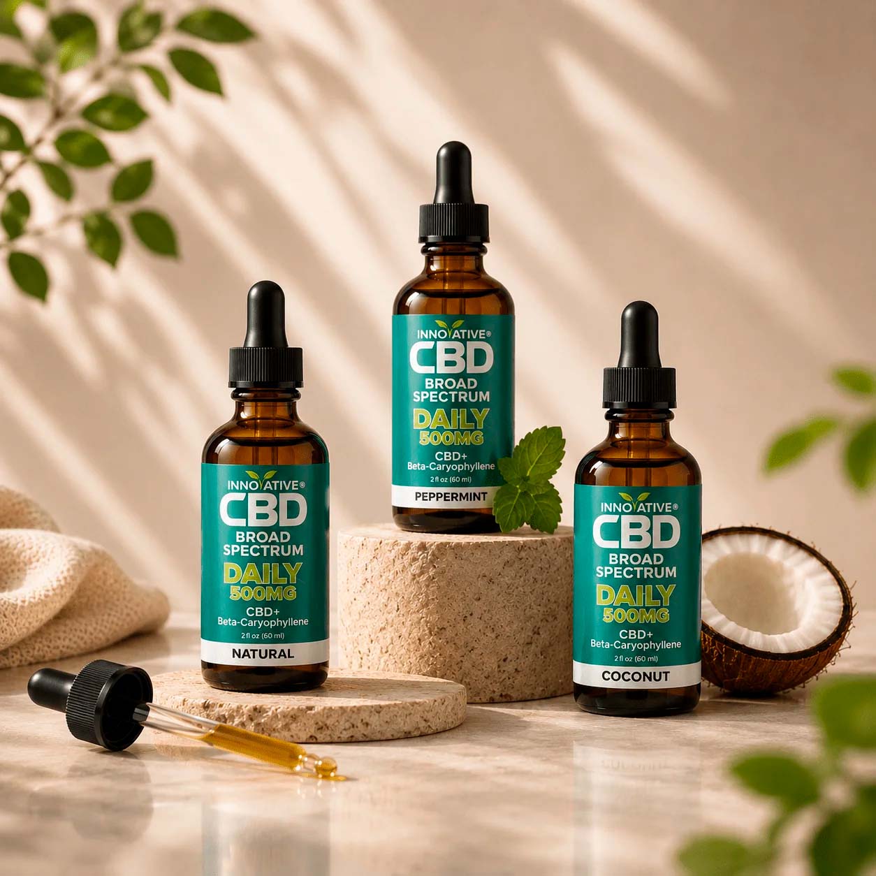 Innovative CBD, Daily CBD+Terpenes Oil, Natural, Broad Spectrum THC-Free, 2fl oz, 500mg CBD