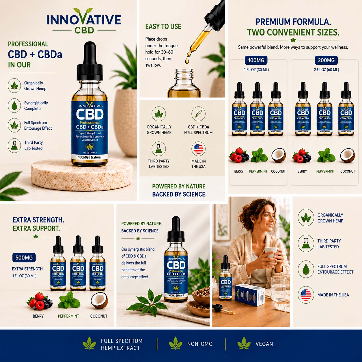 Innovative CBD, Professional CBD+CBDA Oil, Natural, Full Spectrum, 2fl oz, 200mg CBD