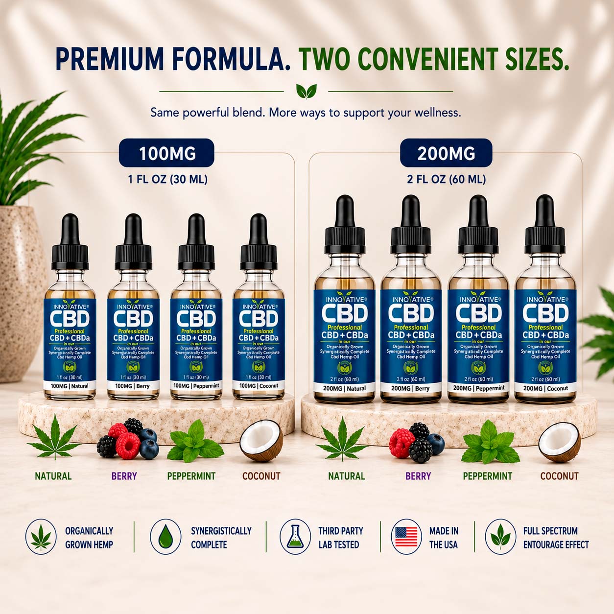 Innovative CBD, Professional CBD+CBDA Oil, Natural, Full Spectrum, 2fl oz, 200mg CBD
