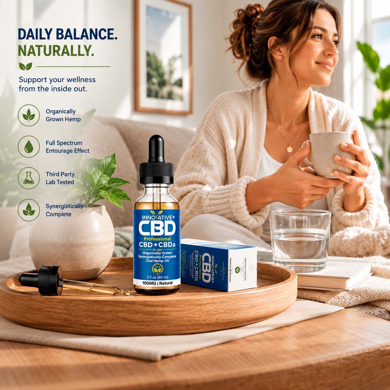 Innovative CBD, Professional CBD+CBDA Oil, Natural, Full Spectrum, 2fl oz, 200mg CBD