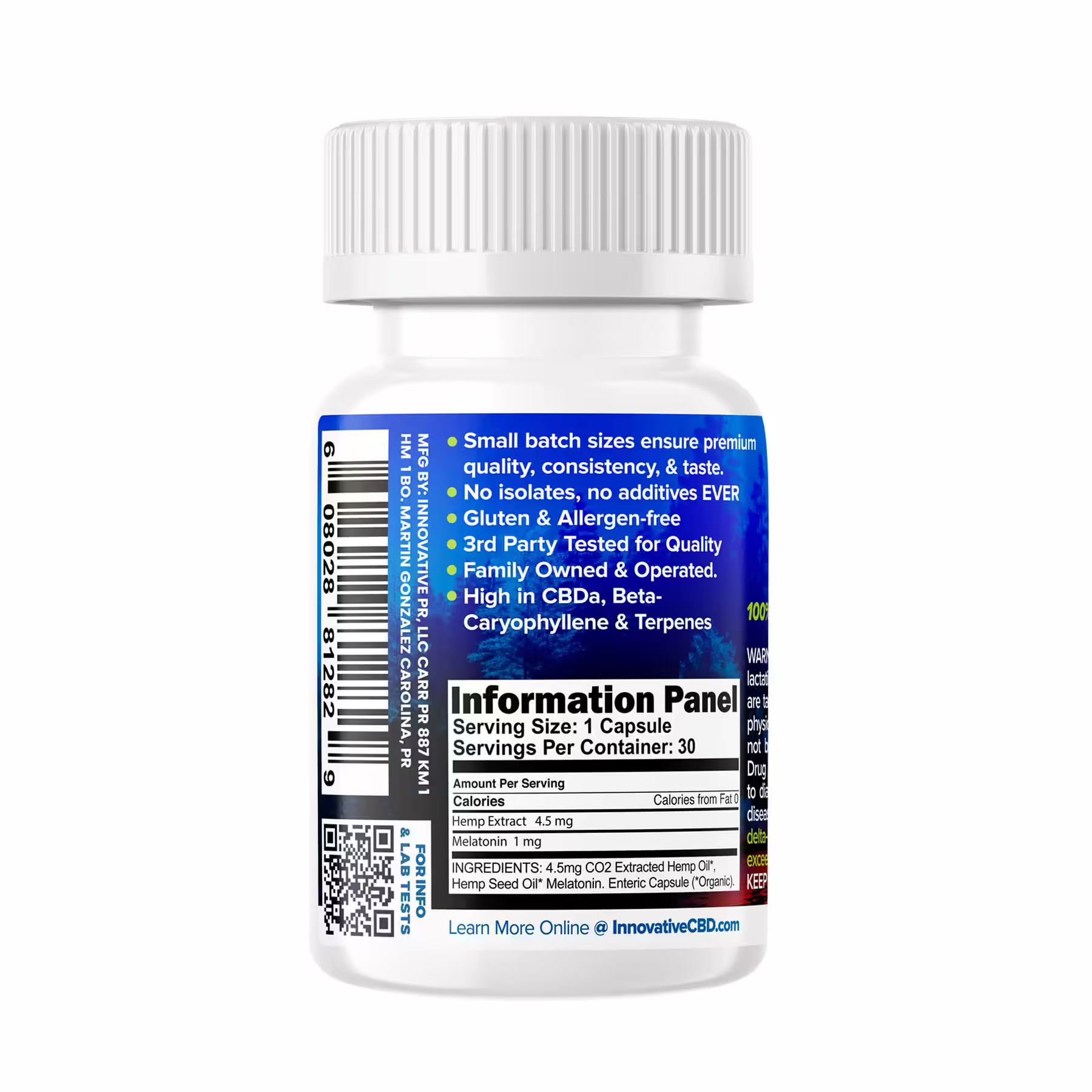 Innovative CBD, Professional Tranquil Dreams CBD+THC Melatonin Capsules, Full Spectrum, 30ct, 45mg THC + 90mg CBD