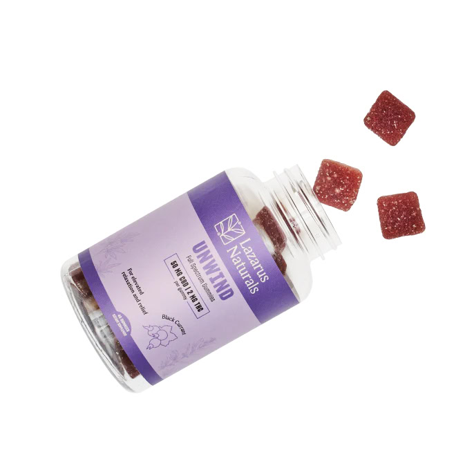 Lazarus Naturals, CBD + THC Gummies, Black Currant, Full Spectrum, 40ct, 80mg THC + 2000mg CBD