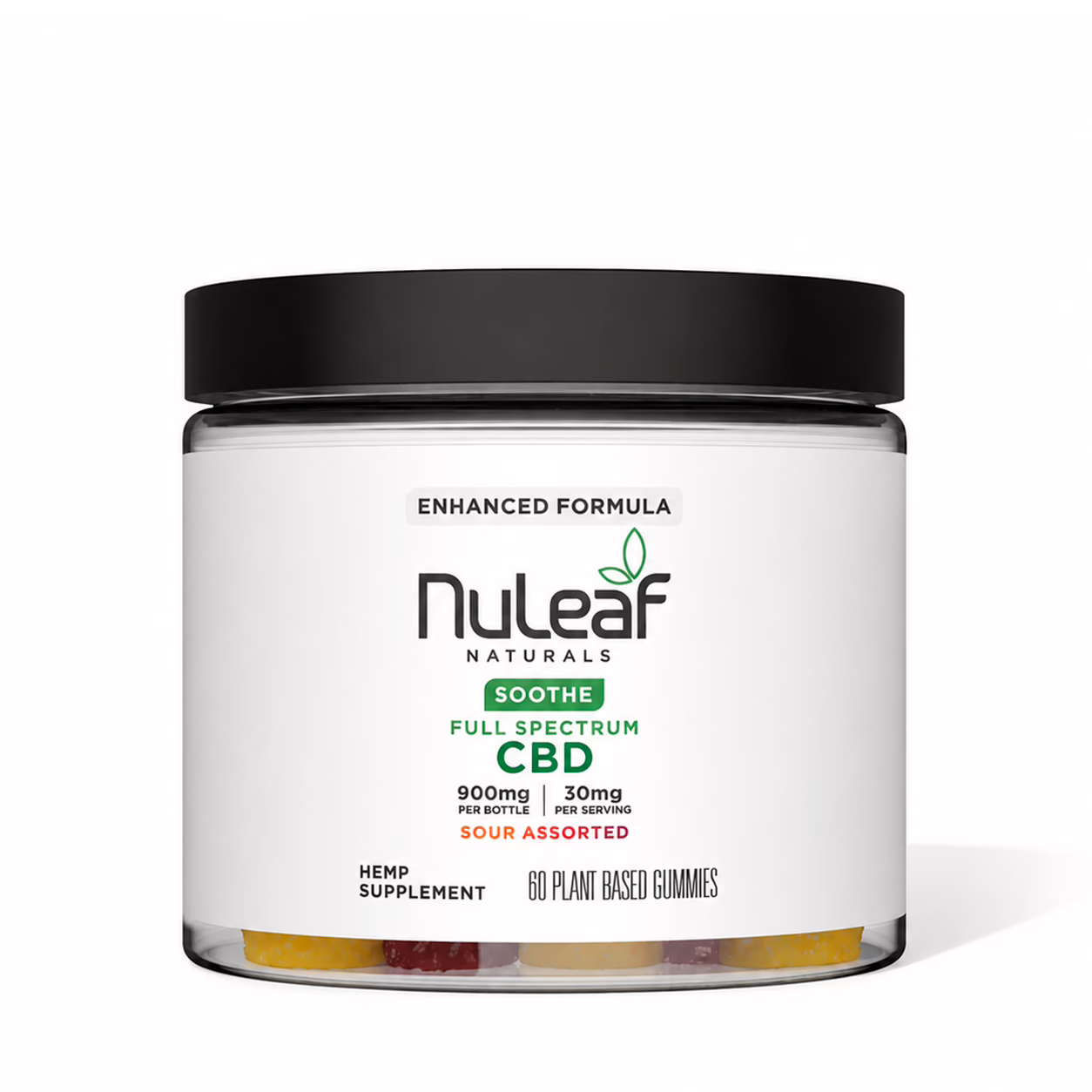 NuLeaf Naturals, CBD Gummies, Sour Assorted, Full Spectrum, 60ct, 900mg CBD