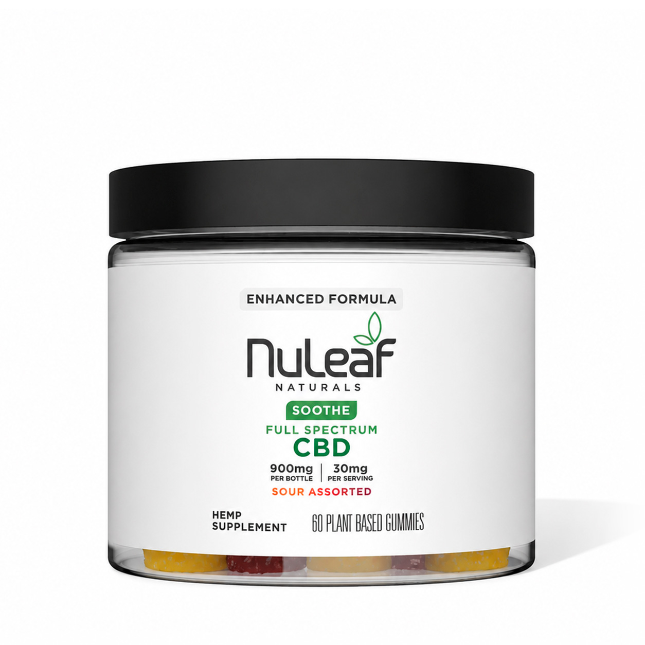 NuLeaf Naturals, CBD Gummies, Sour Assorted, Full Spectrum, 60ct, 900mg CBD