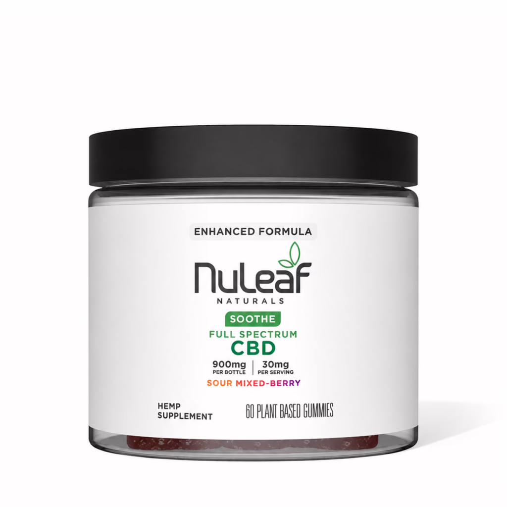NuLeaf Naturals, CBD Gummies, Sour Mixed Berry, Full Spectrum, 60ct, 900mg CBD