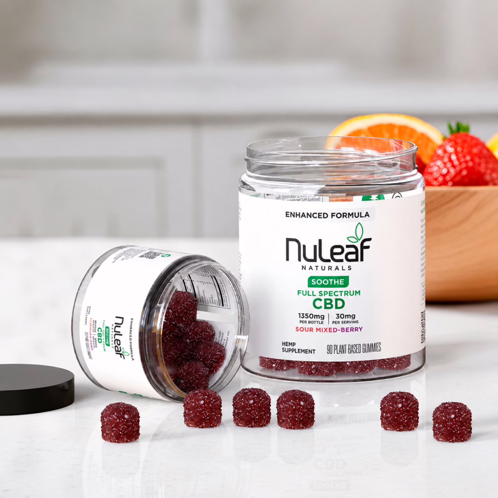 NuLeaf Naturals, CBD Gummies, Sour Mixed Berry, Full Spectrum, 90ct, 1350mg CBD