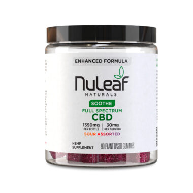 NuLeaf Naturals, Hemp CBD Gummies, Sour, Full Spectrum, 90ct, 1350mg CBD