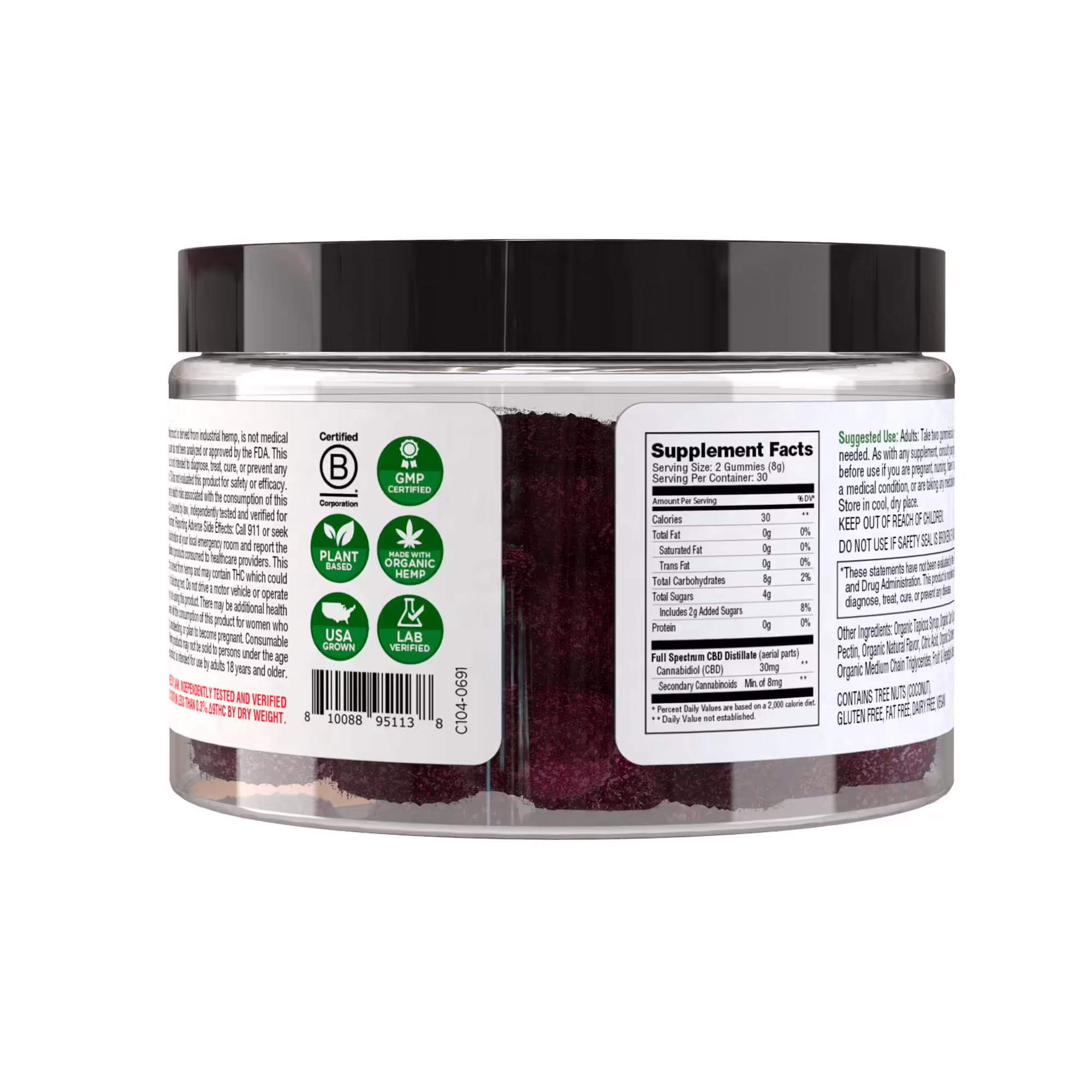 NuLeaf Naturals, Hemp CBD Gummies, Sour Mixed Berry, Full Spectrum, 60ct, 900mg CBD