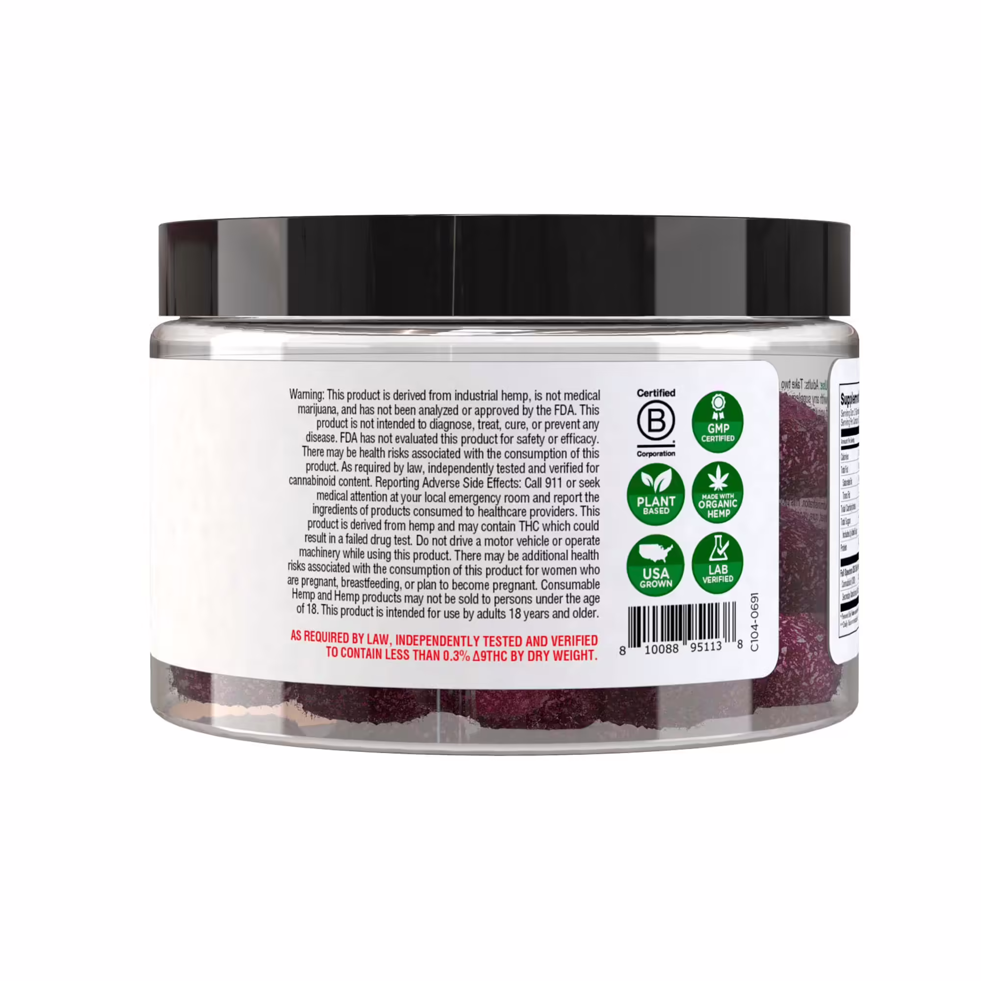 NuLeaf Naturals, Hemp CBD Gummies, Sour Mixed Berry, Full Spectrum, 60ct, 900mg CBD