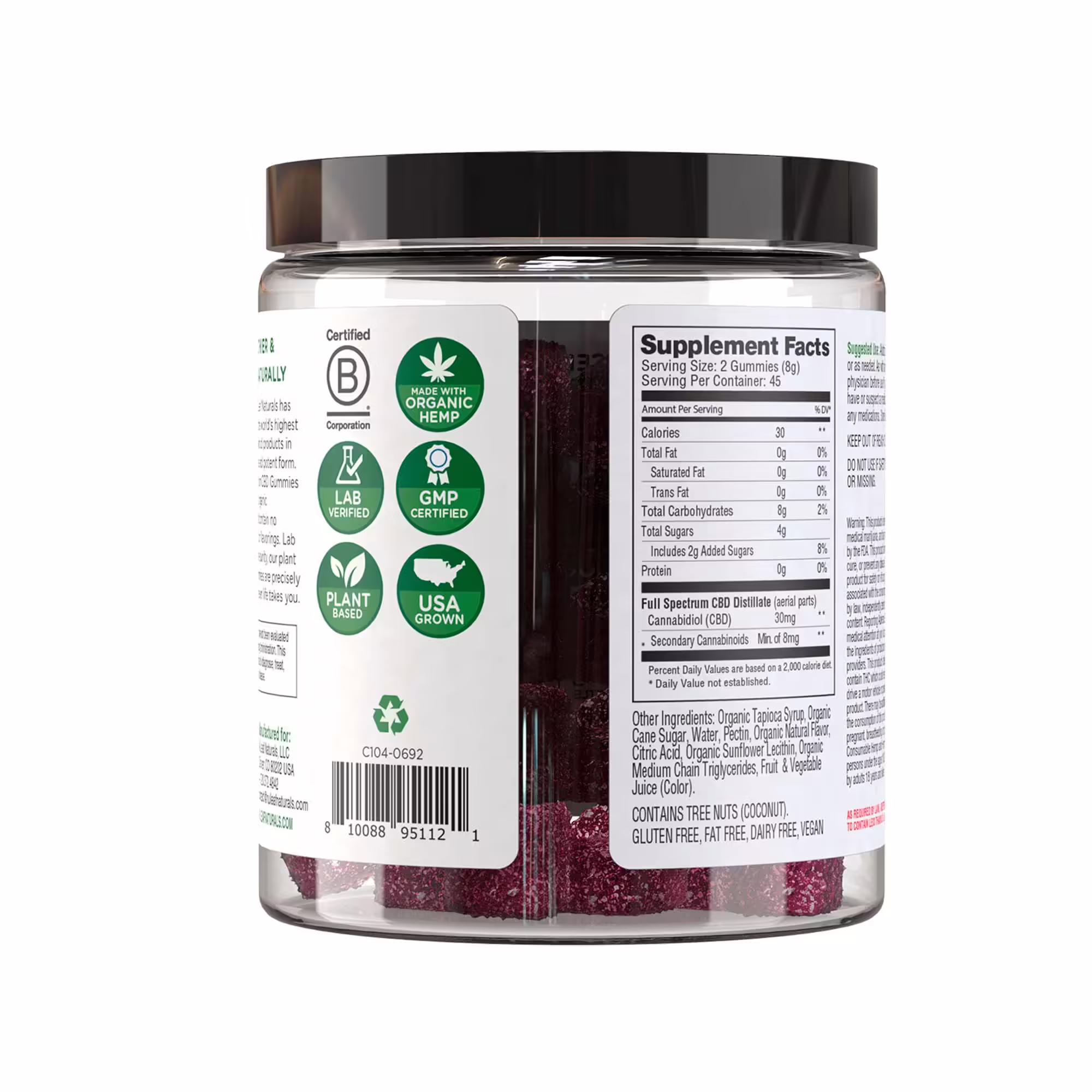 NuLeaf Naturals, Hemp CBD Gummies, Sour Mixed Berry, Full Spectrum, 90ct, 1350mg CBD