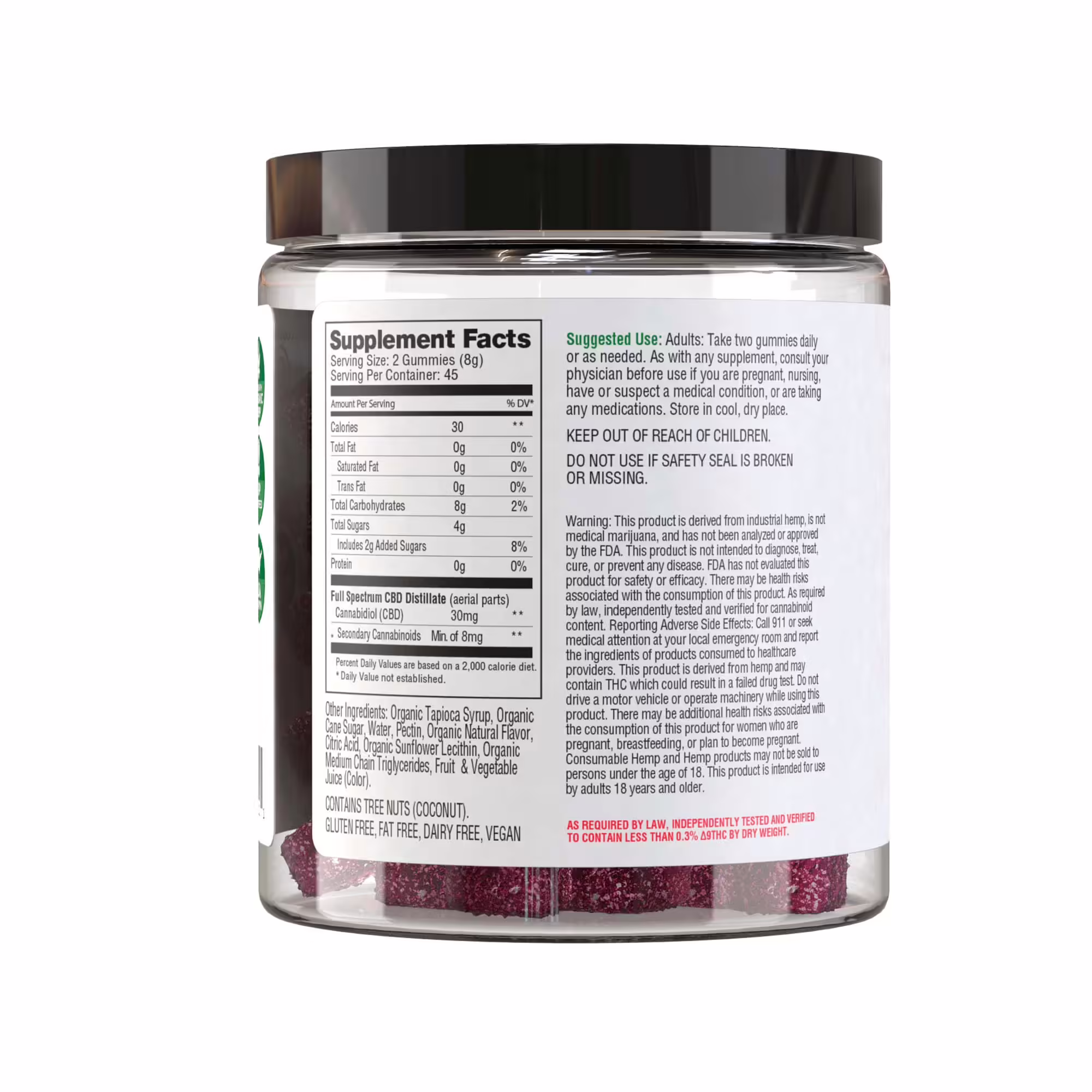 NuLeaf Naturals, Hemp CBD Gummies, Sour Mixed Berry, Full Spectrum, 90ct, 1350mg CBD