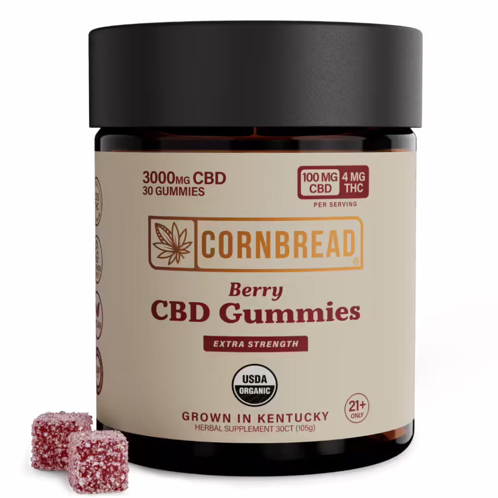 Cornbread Hemp, CBD Gummies, Berry, Full Spectrum, 30ct, 120mg THC + 3000mg CBD