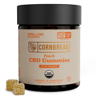 Cornbread Hemp, CBD Gummies, Peach, Full Spectrum, 30ct, 120mg THC + 3000mg CBD