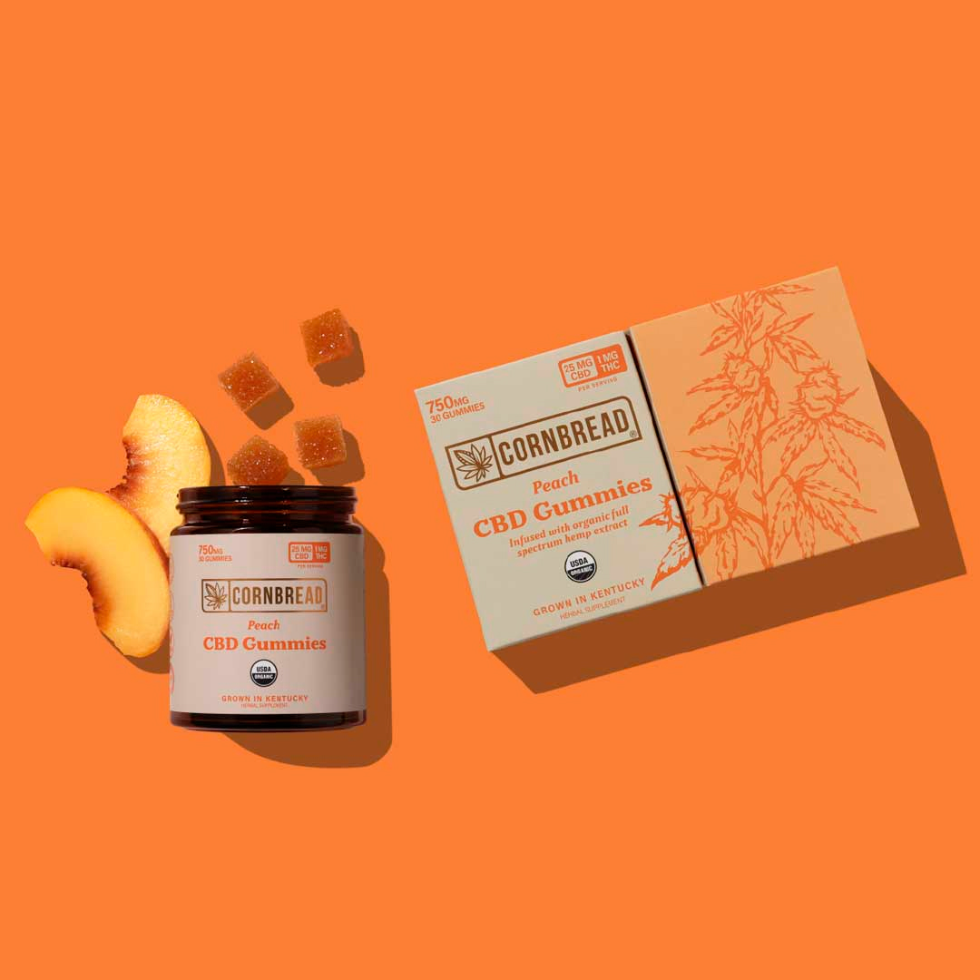 Cornbread Hemp, CBD Gummies, Peach, Full Spectrum, 30ct, 120mg THC + 3000mg CBD