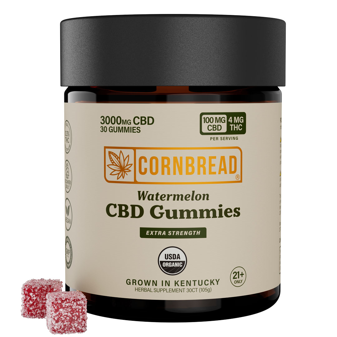 Cornbread Hemp, CBD Gummies, Watermelon, Full Spectrum, 30ct, 120mg THC + 3000mg CBD