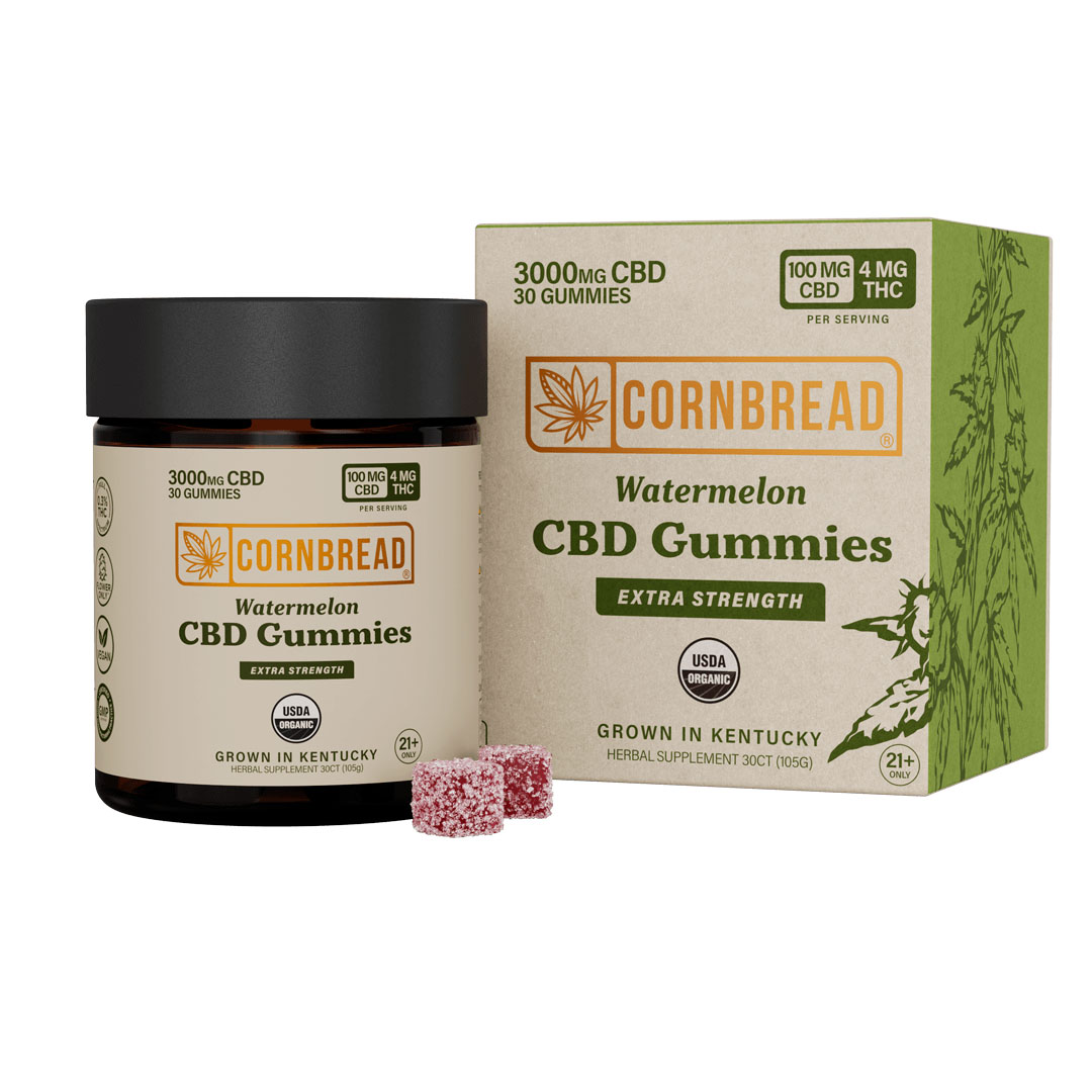 Cornbread Hemp, CBD Gummies, Watermelon, Full Spectrum, 30ct, 120mg THC + 3000mg CBD