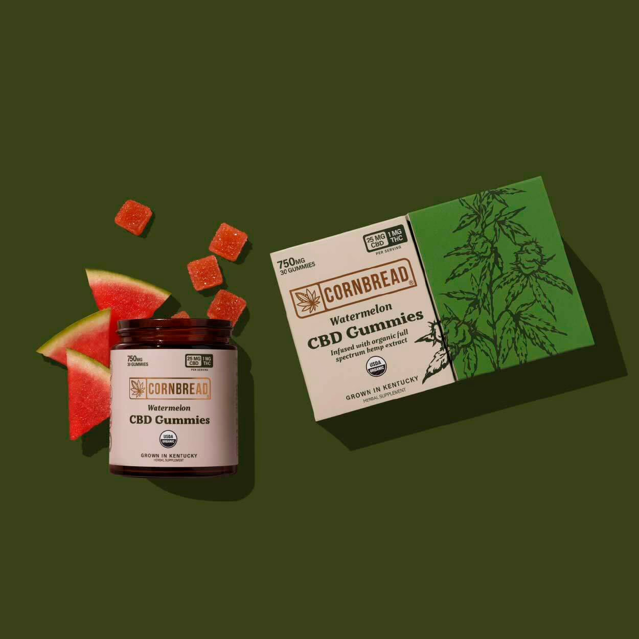 Cornbread Hemp, CBD Gummies, Watermelon, Full Spectrum, 30ct, 120mg THC + 3000mg CBD